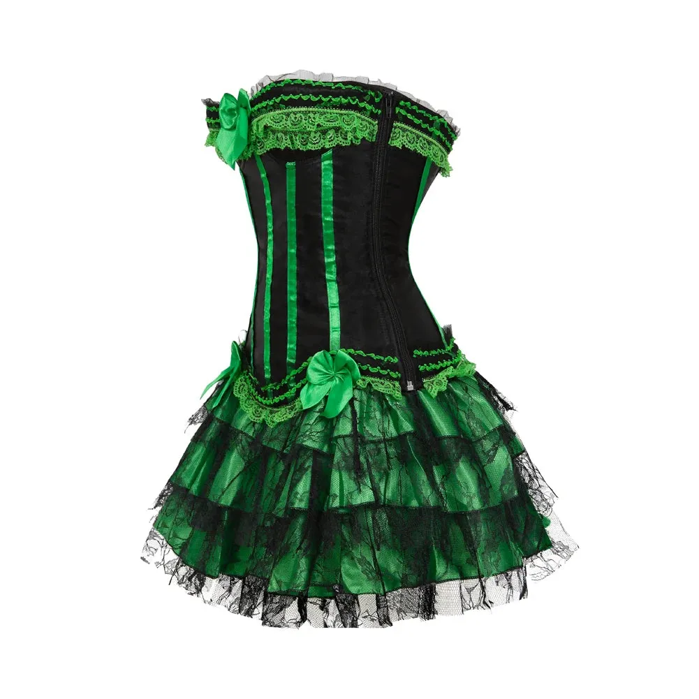 Funki Buys | Dresses | Women's Gothic Satin Lace Corset Dress