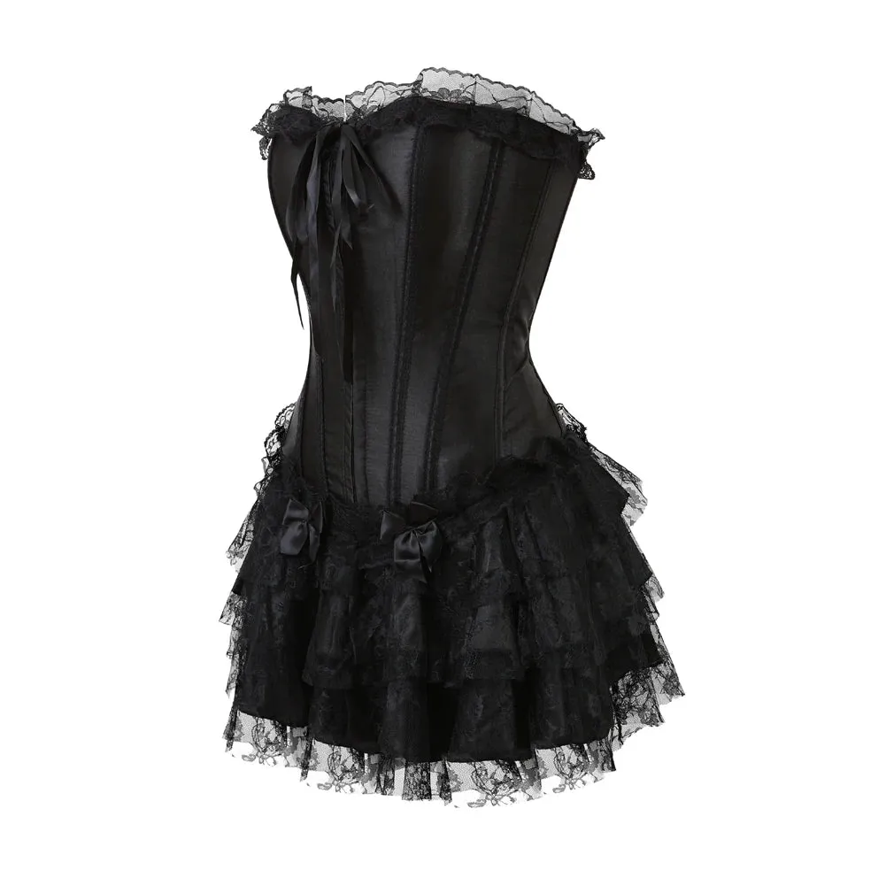 Funki Buys | Dresses | Women's Gothic Satin Lace Corset Dress