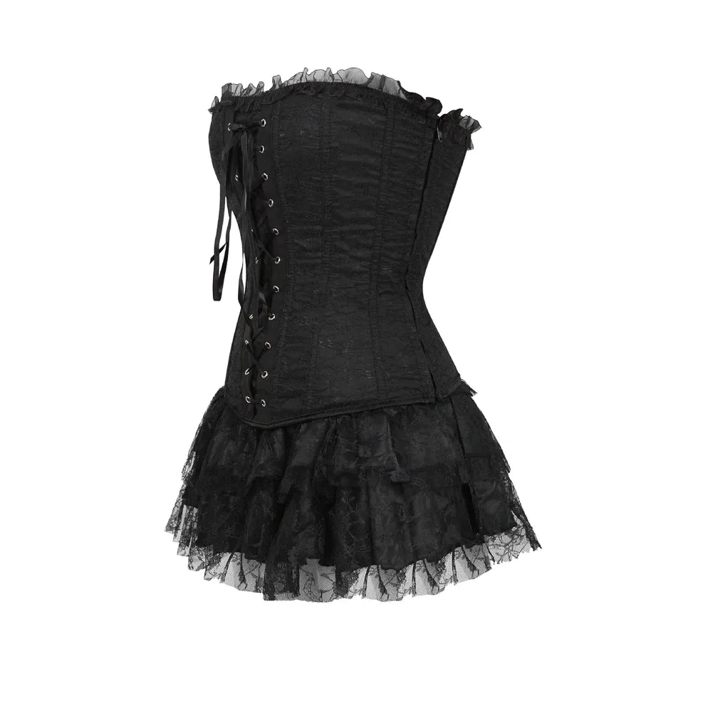 Funki Buys | Dresses | Women's Gothic Satin Lace Corset Dress