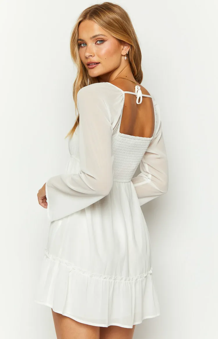 Gemima White Chiffon Mini Dress