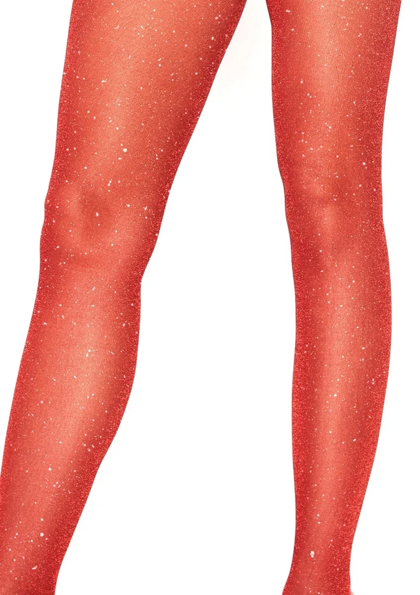 Glitter Lurex Tights in Red