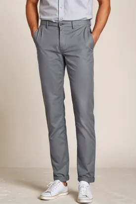 Grey Textured Cotton Chinos Pants