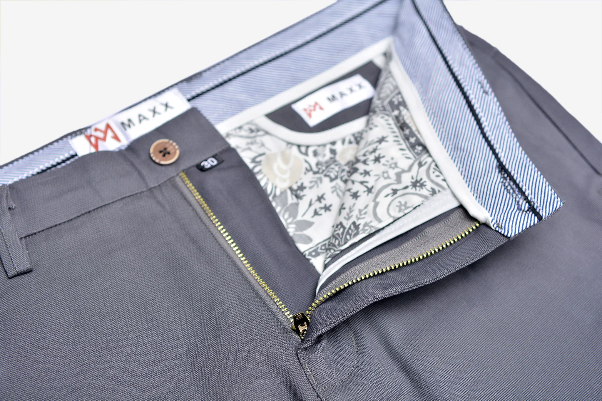 Grey Textured Cotton Chinos Pants