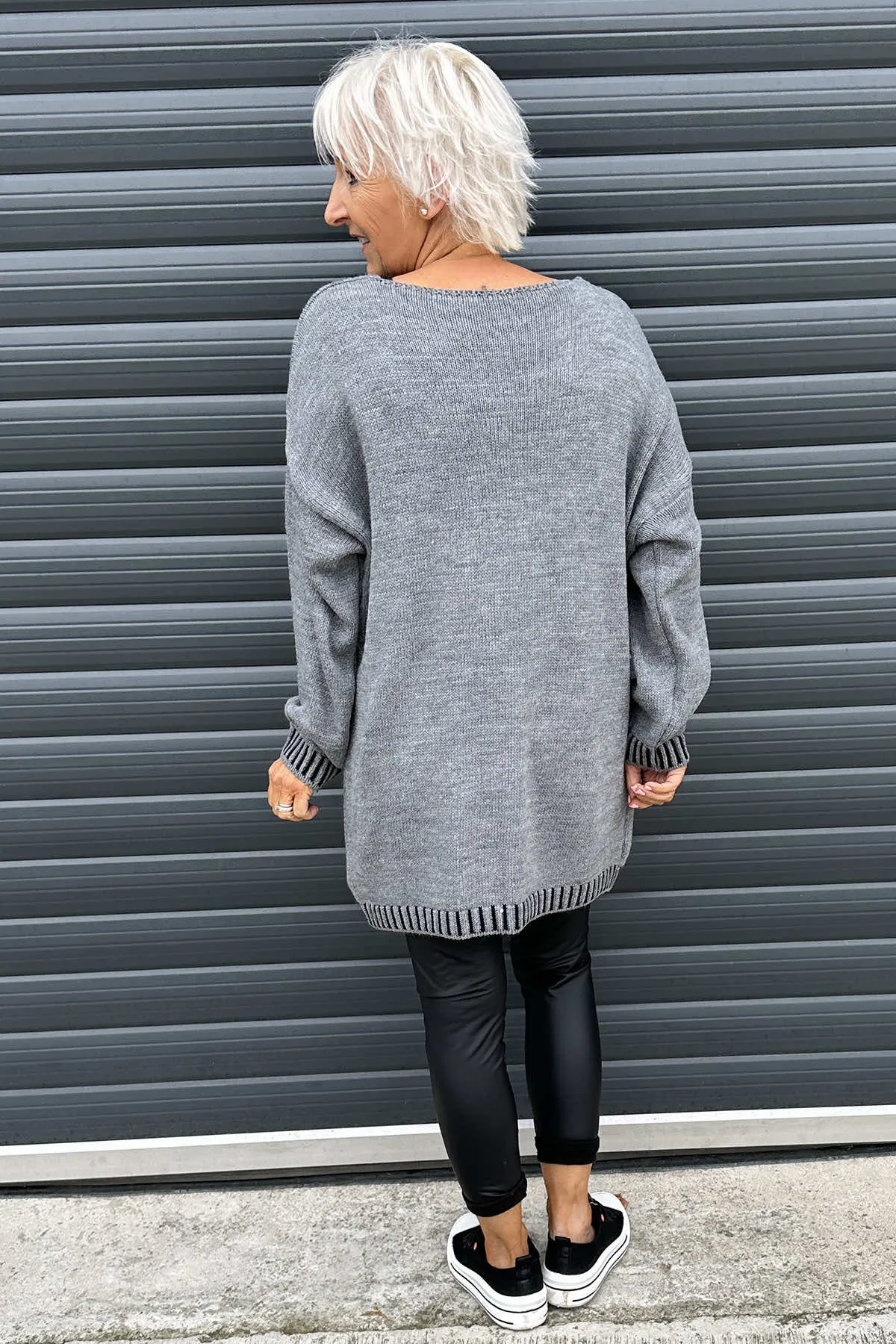 Harper Knitted Jumper Mid Grey