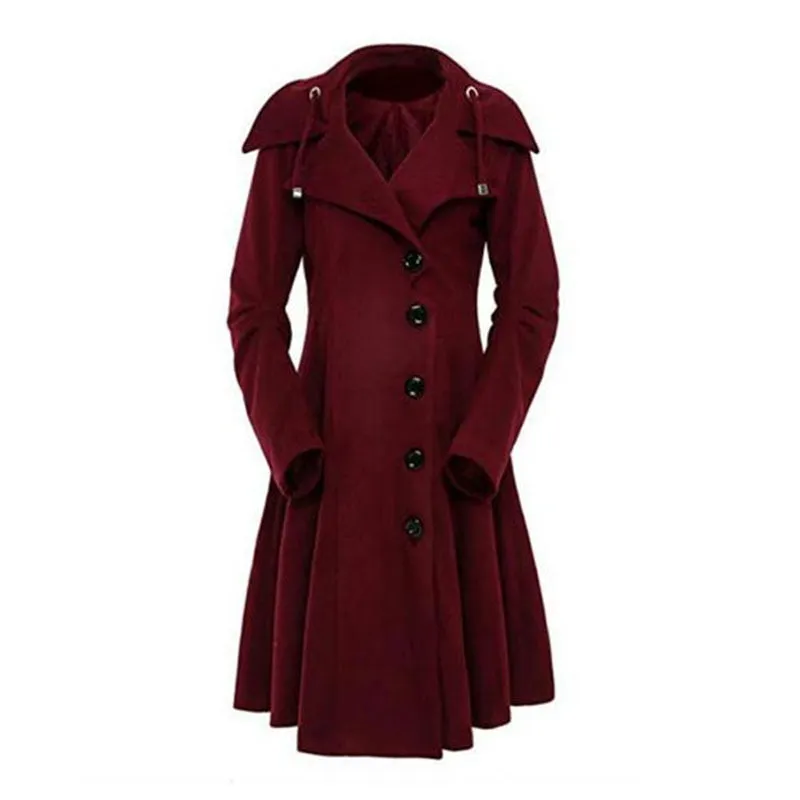 High-end Vintage Gothic Slim Wool Elegant Trench Coat