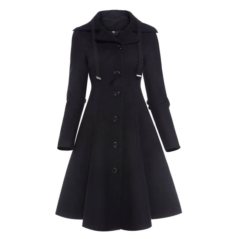 High-end Vintage Gothic Slim Wool Elegant Trench Coat