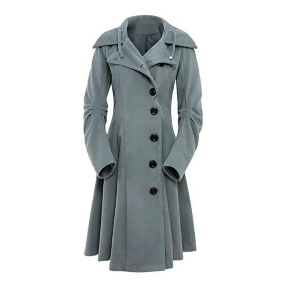 High-end Vintage Gothic Slim Wool Elegant Trench Coat