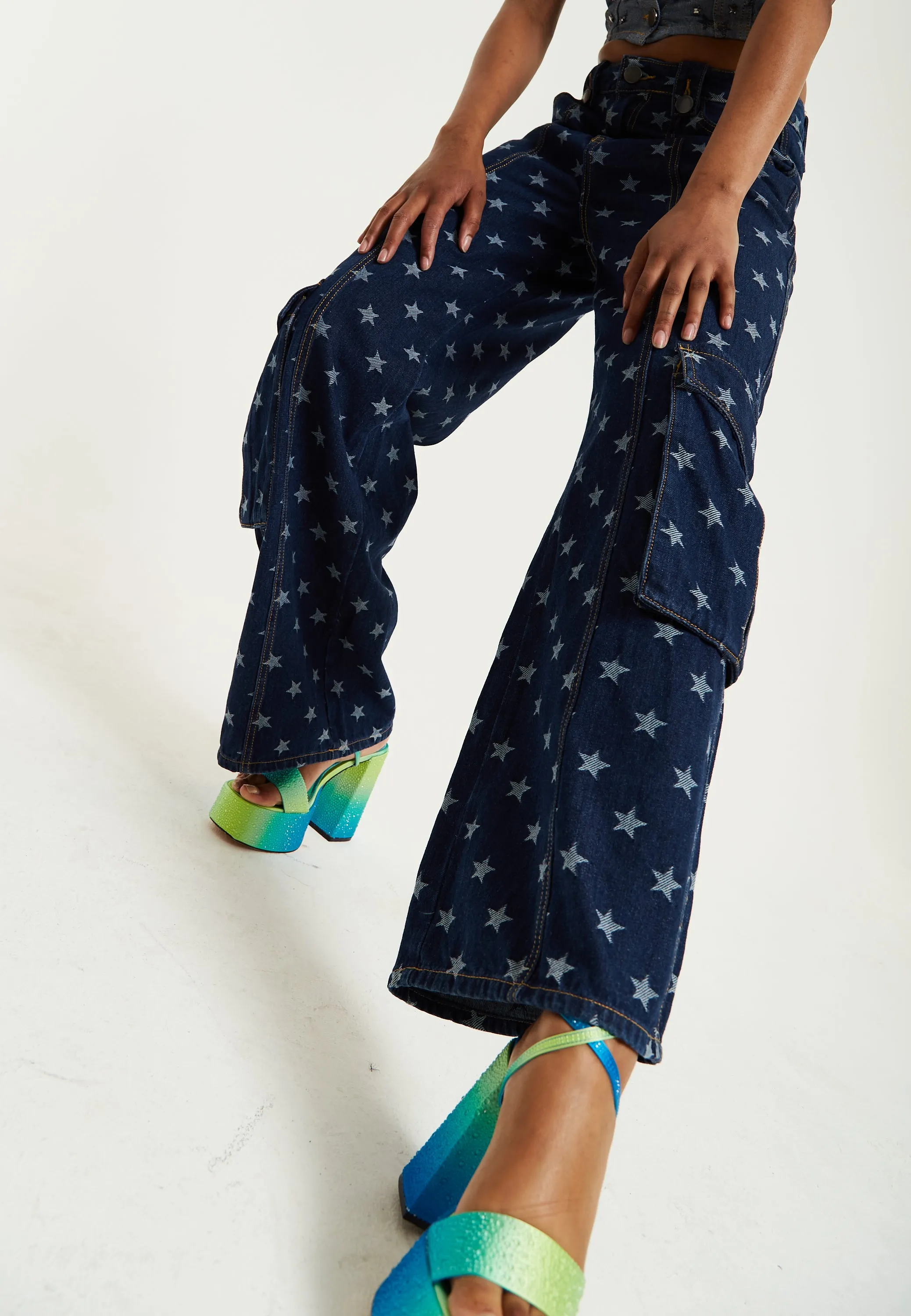 House of Holland Star Print Cargo Jeans