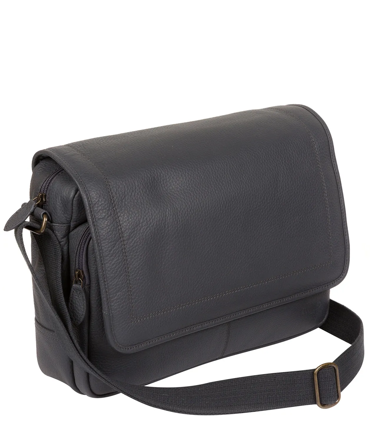 'Impact' Dark Grey Leather Messenger Bag