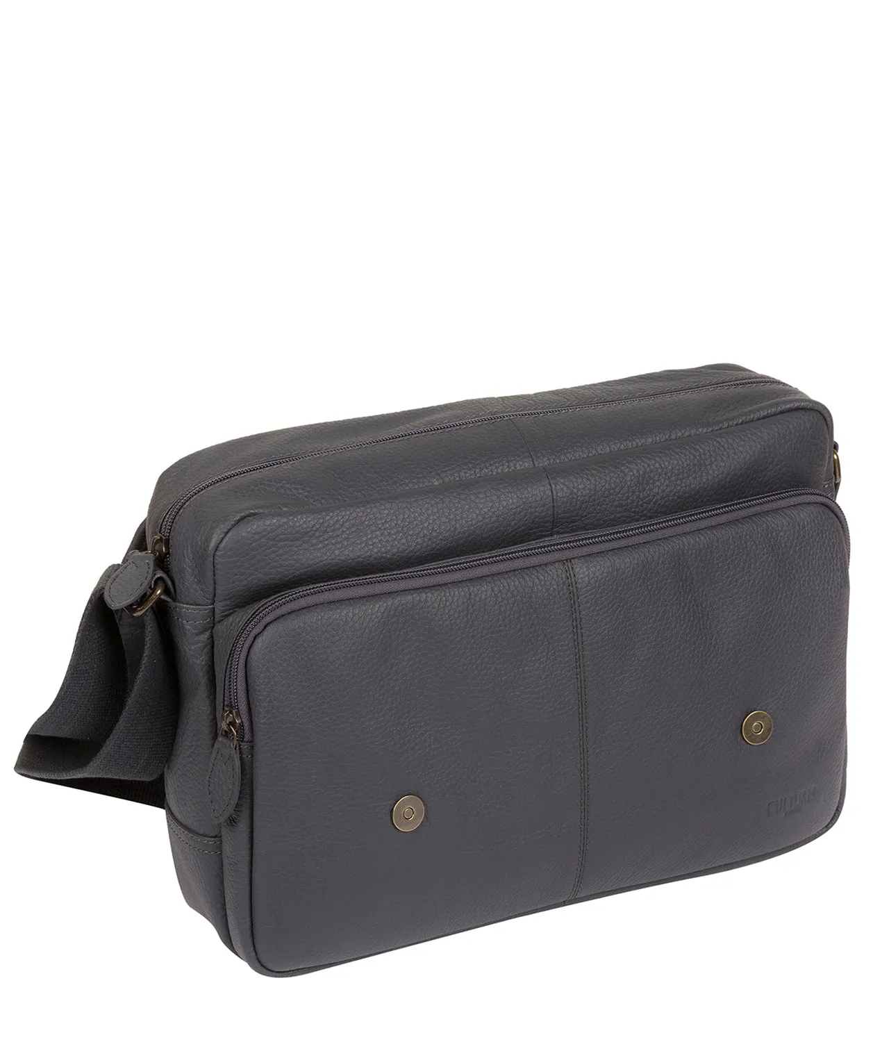 'Impact' Dark Grey Leather Messenger Bag