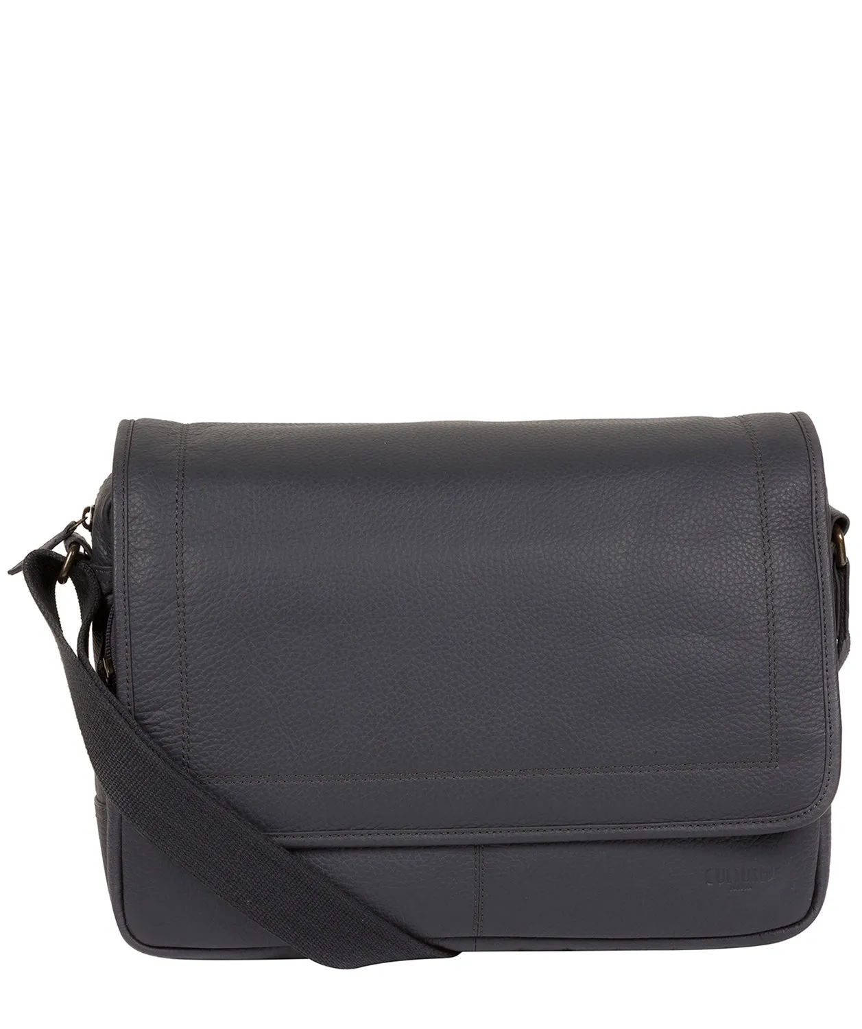 'Impact' Dark Grey Leather Messenger Bag