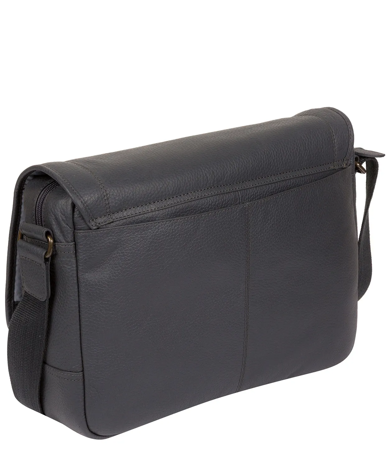 'Impact' Dark Grey Leather Messenger Bag