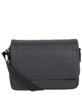 'Impact' Dark Grey Leather Messenger Bag