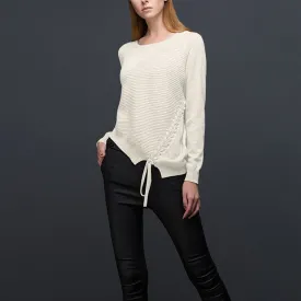 Irregular Cross Bandage Round Neck Sweaters