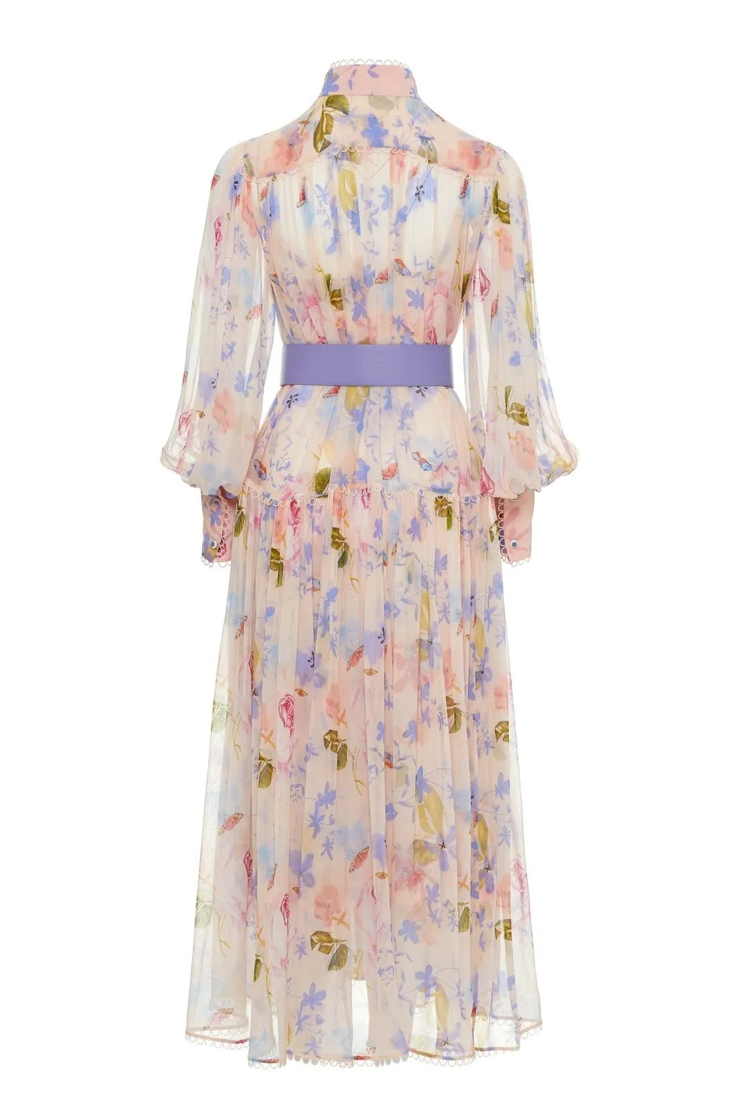 Izel - Midi Chiffon Dress with Belt