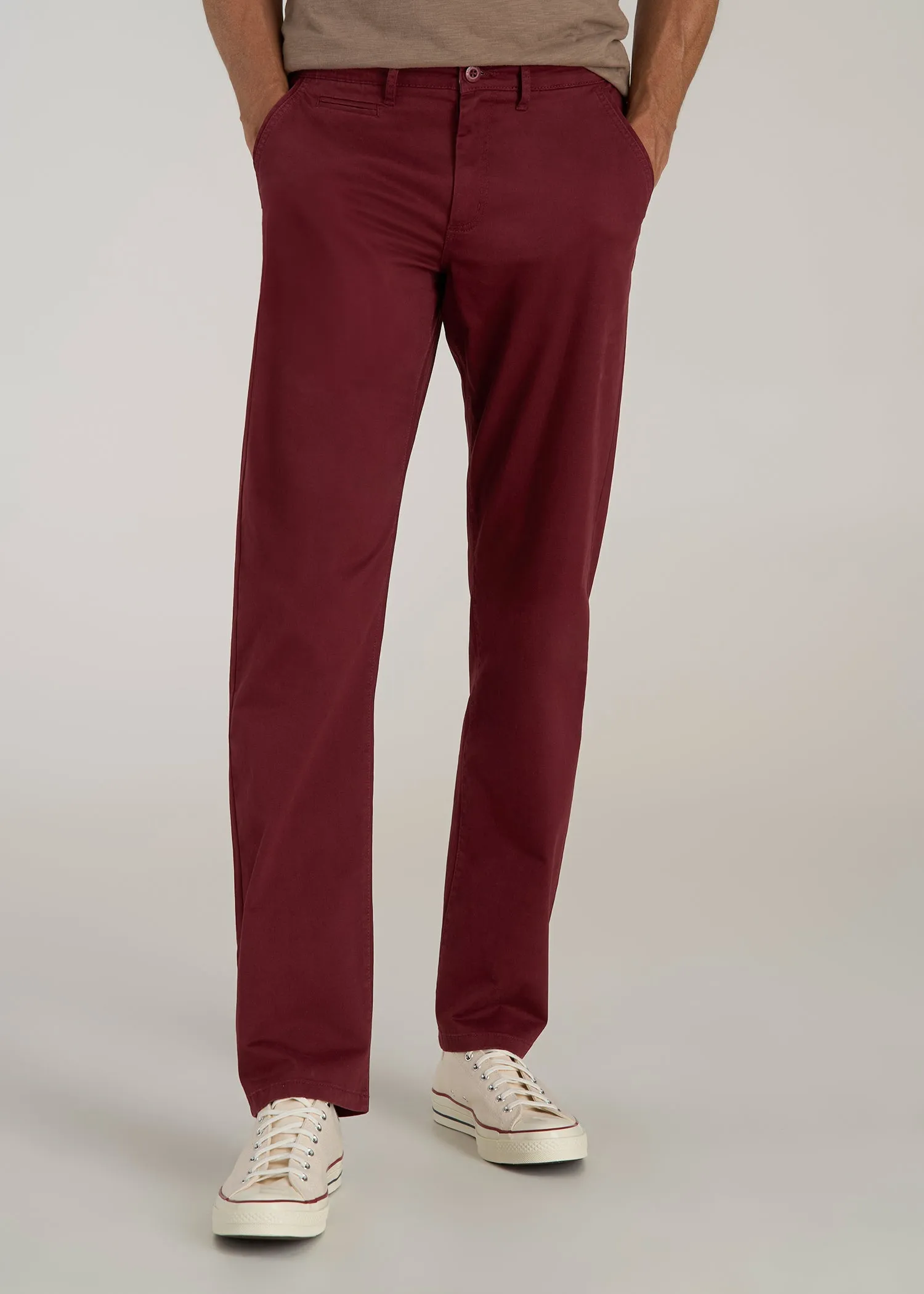 J1 STRAIGHT Leg Chinos in Red Ochre - Pants for Tall Men