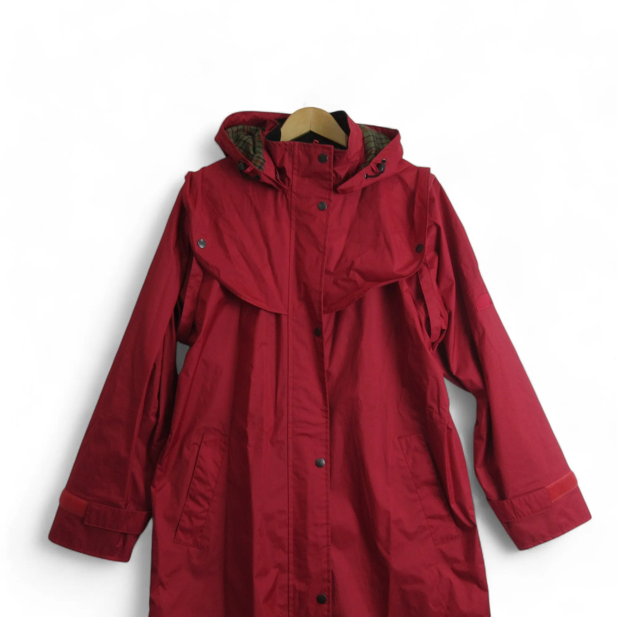 Jack Murphy UK 12 Red Waterproof Mac Trench Coat Womenswear | Preloved