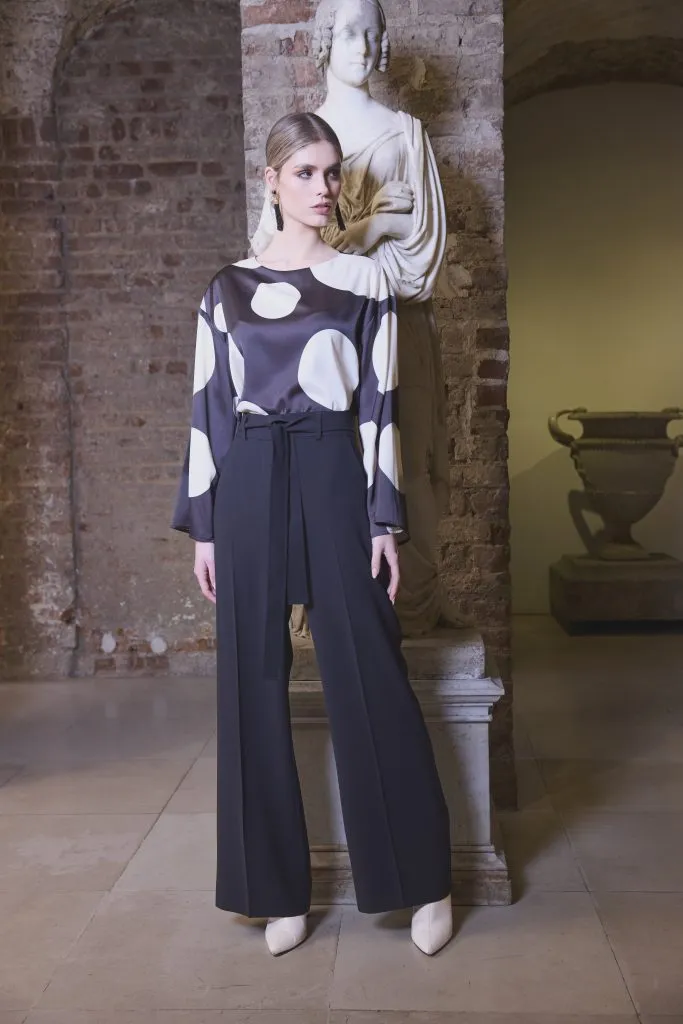 Kate Cooper Black Wide leg trousers with Tie Belt