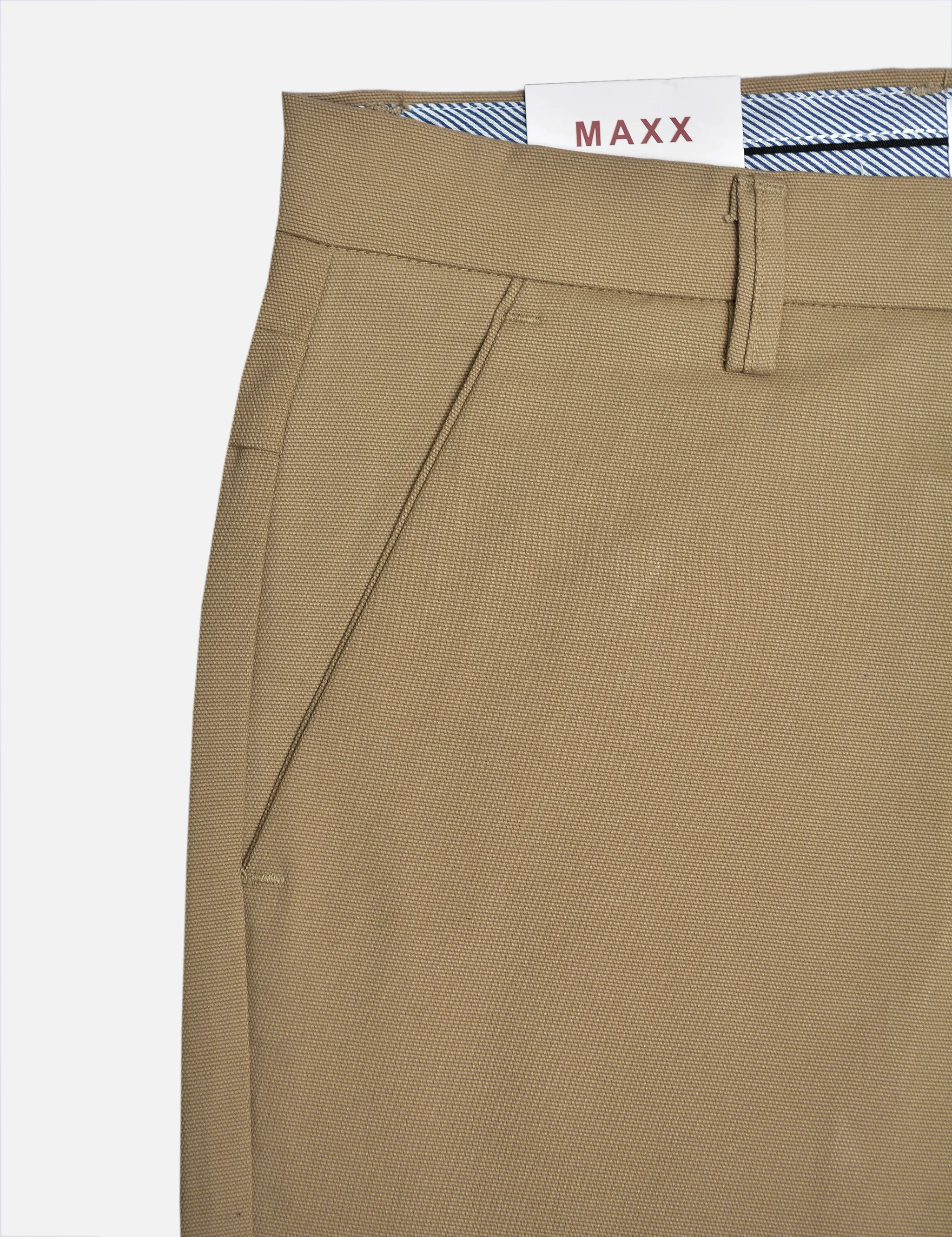 Khaki Textured Cotton Chinos Pants