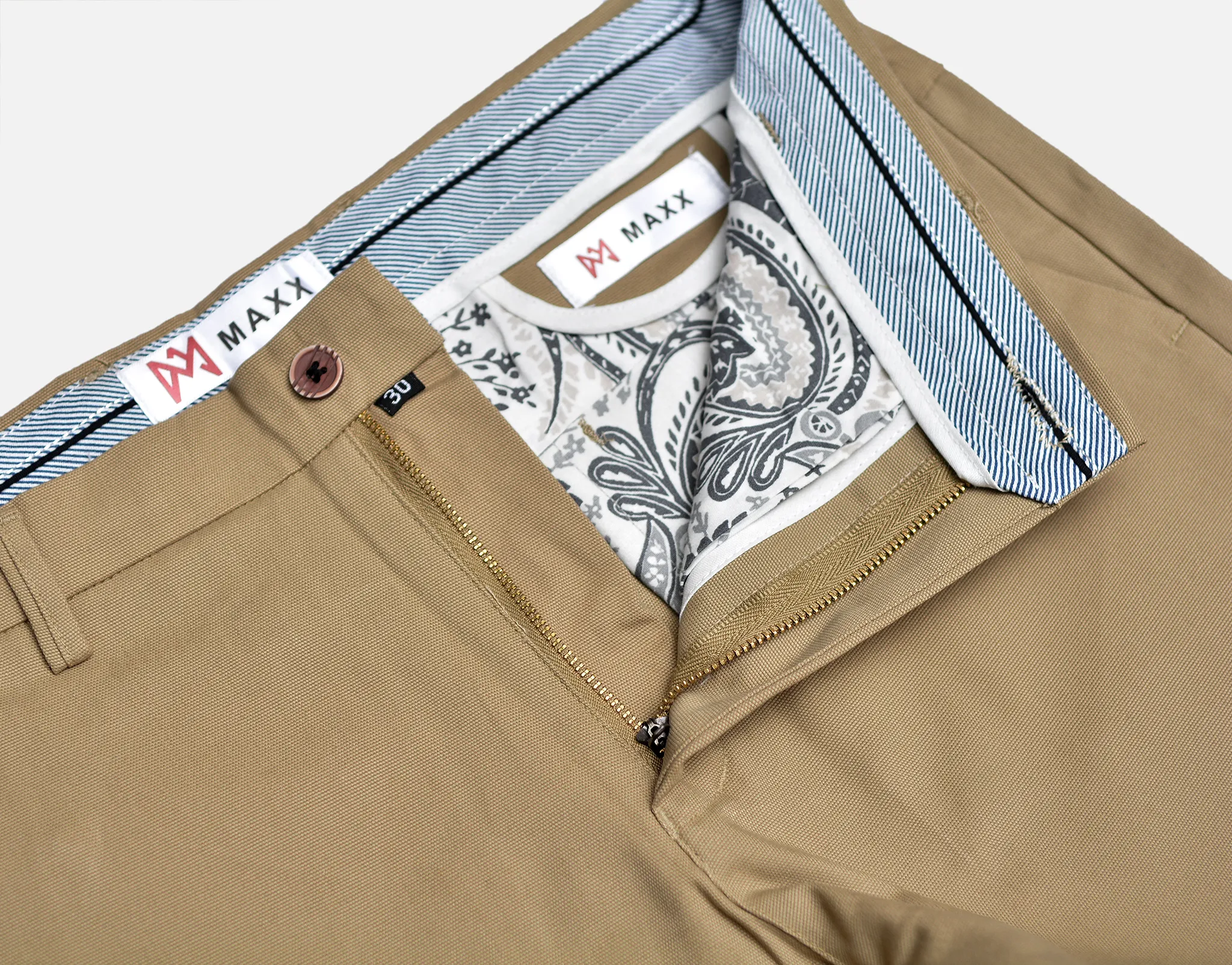 Khaki Textured Cotton Chinos Pants