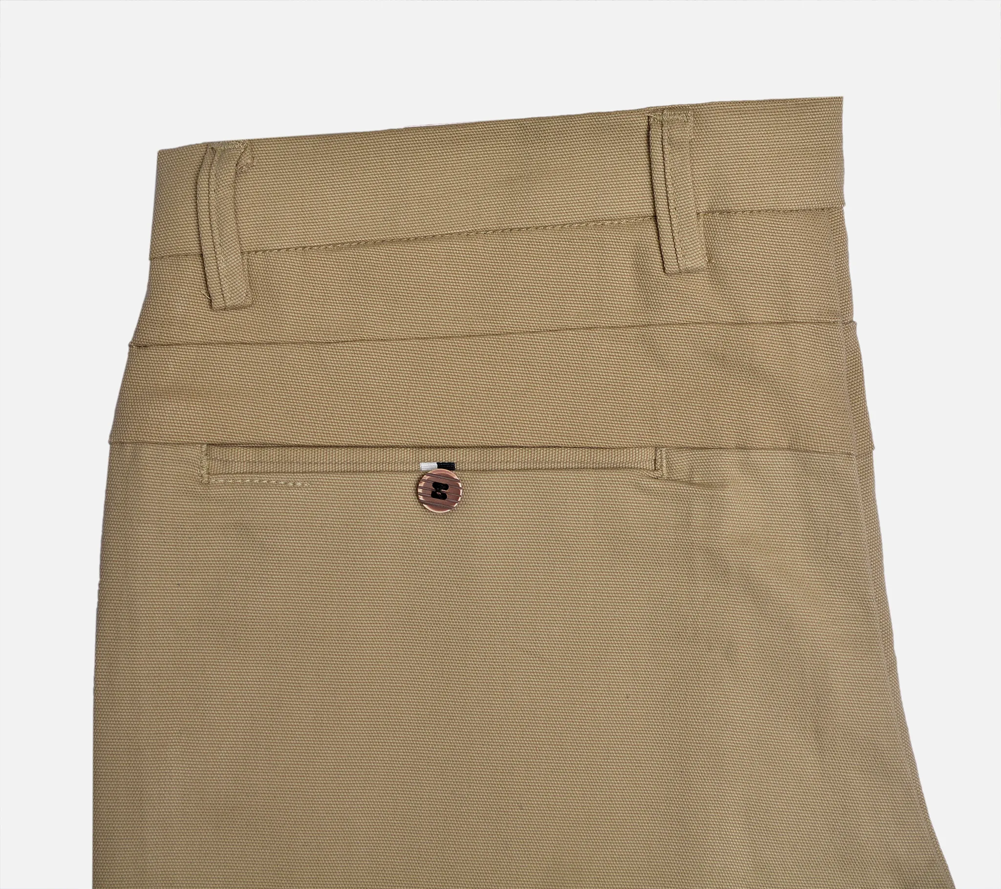 Khaki Textured Cotton Chinos Pants