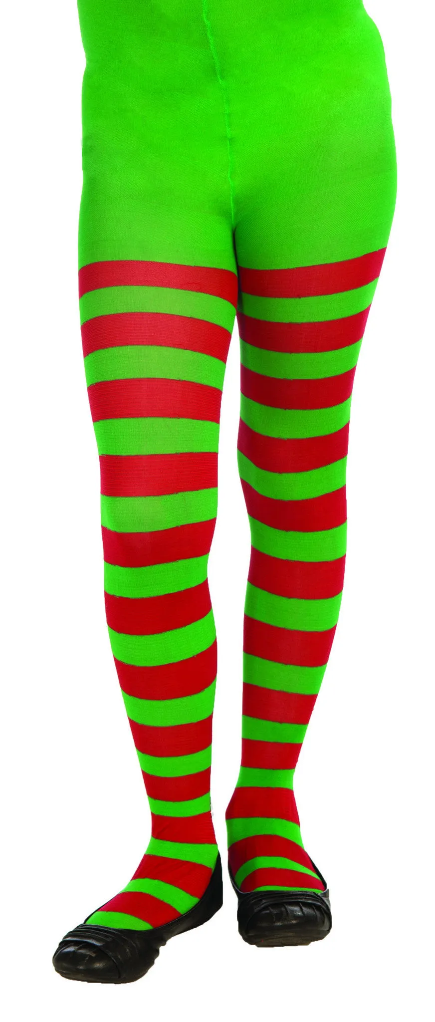 Kids Green & Red Striped Tights