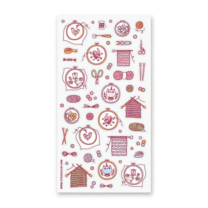 Knitting and Embroidery Sticker Sheet