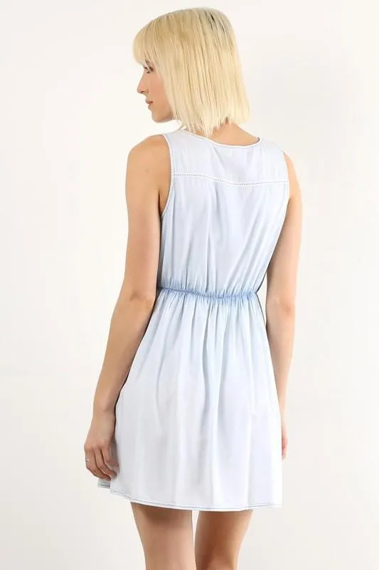 Lace Washed Chambray Dress