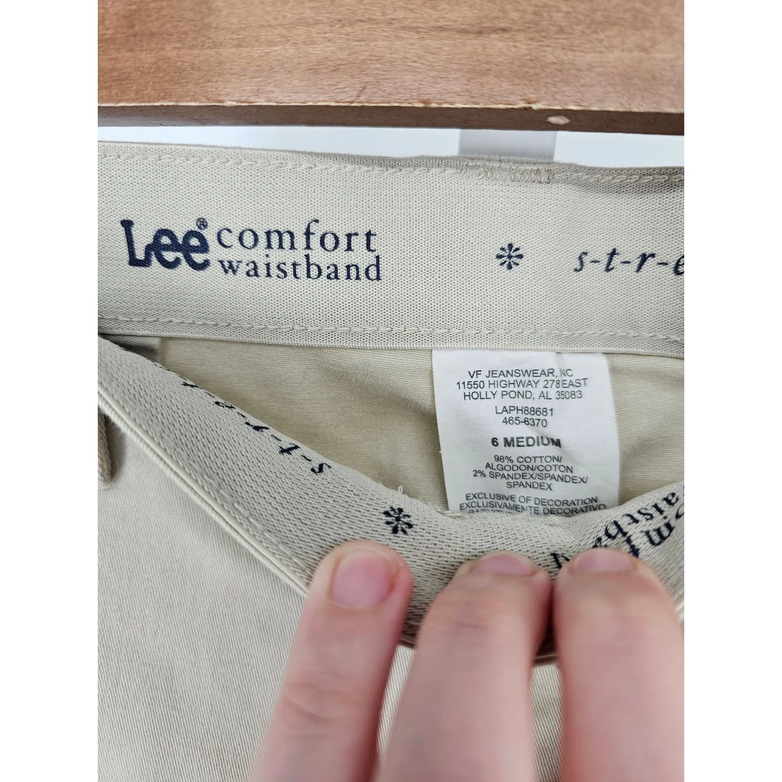 Lee Comfort Waistband Womens Sz 6 Bootcut Dress Pants Light Beige