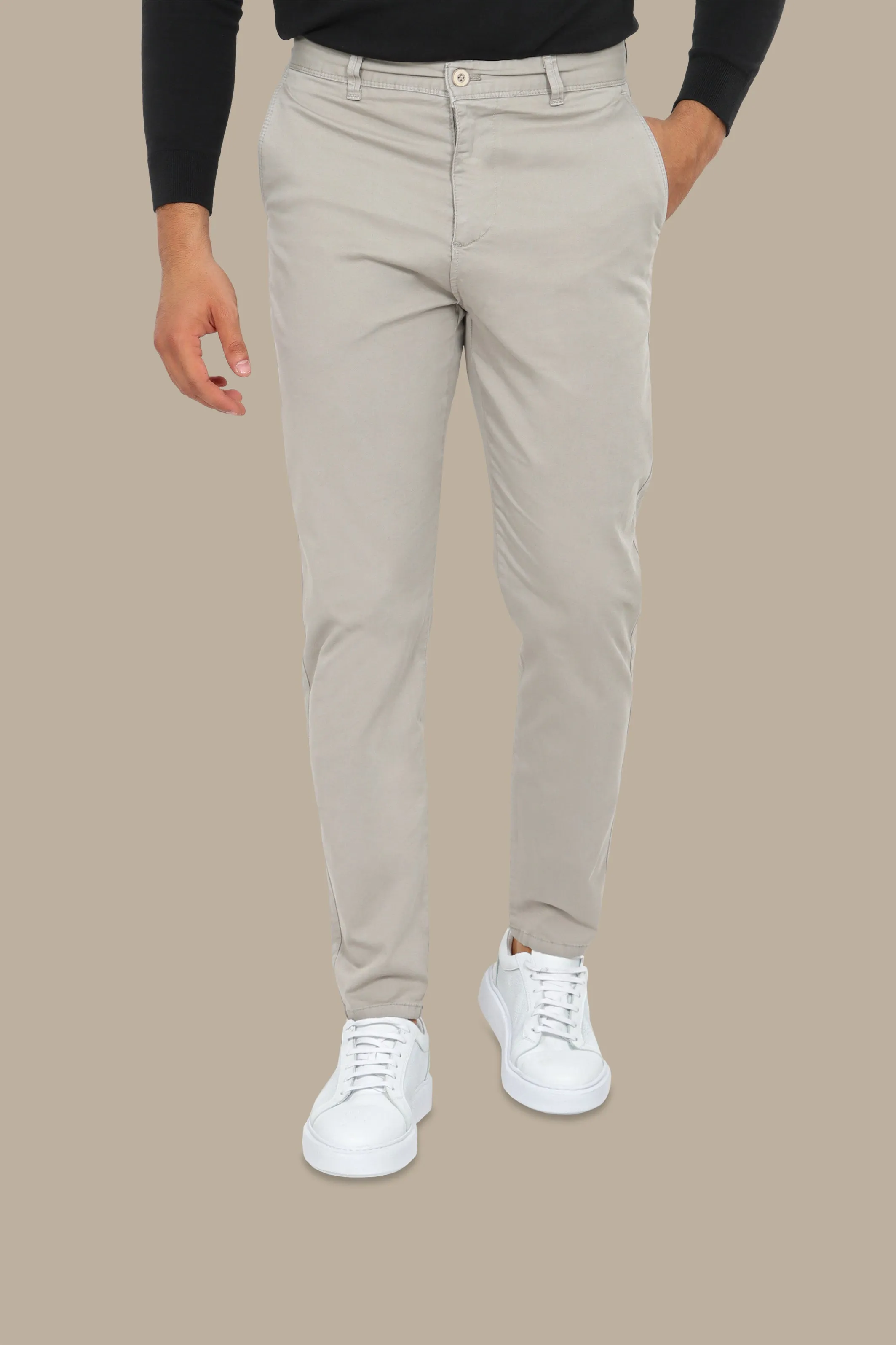 Light Beige Plain Chinos