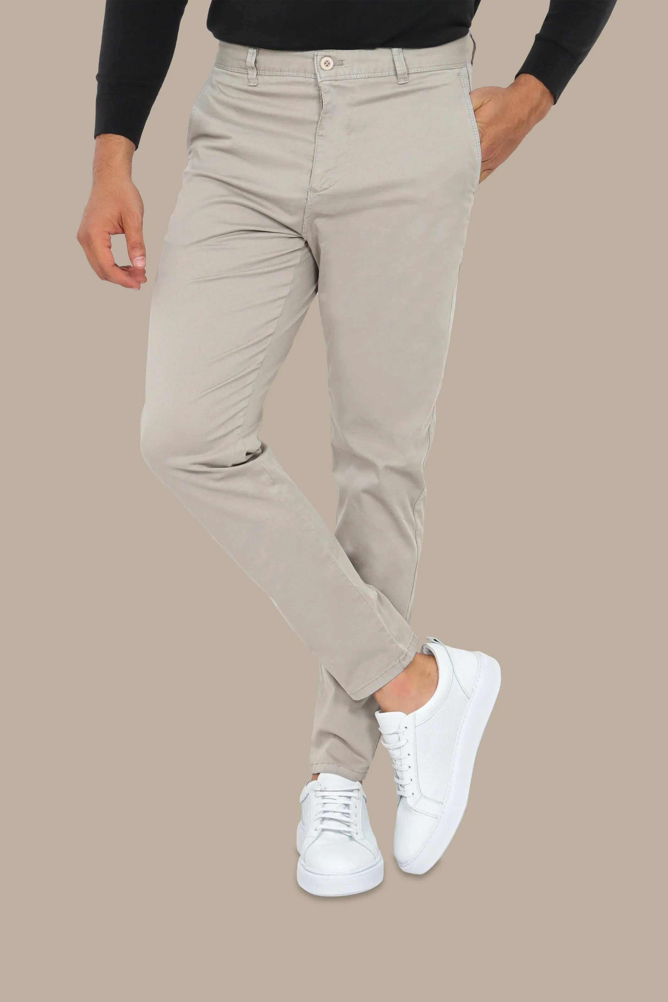 Light Beige Plain Chinos