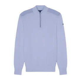 Light Blue Cotton Quarter Zip Neck Jumper