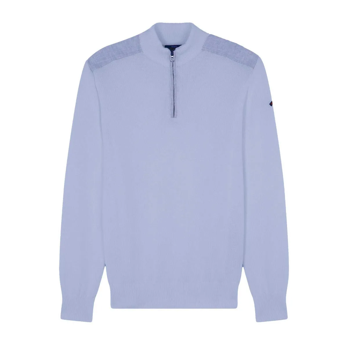 Light Blue Cotton Quarter Zip Neck Jumper