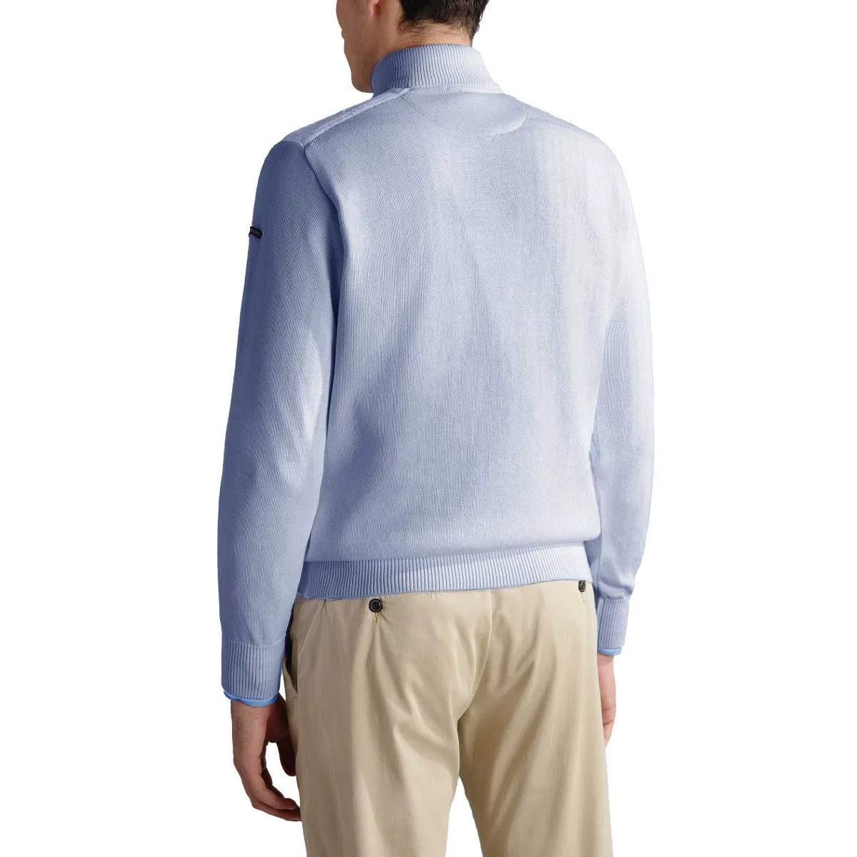 Light Blue Cotton Quarter Zip Neck Jumper