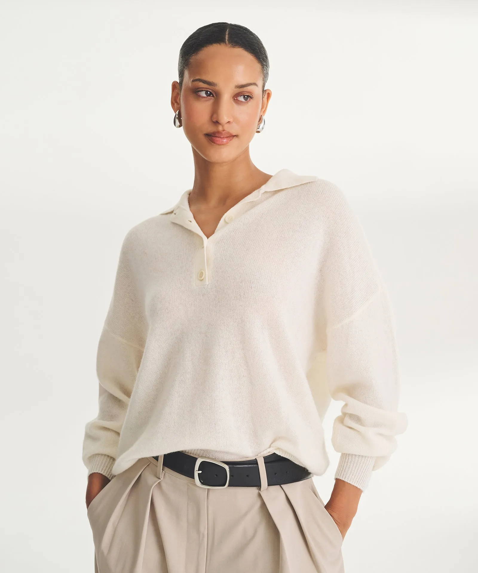 Lightweight Cashmere Oversized Polo