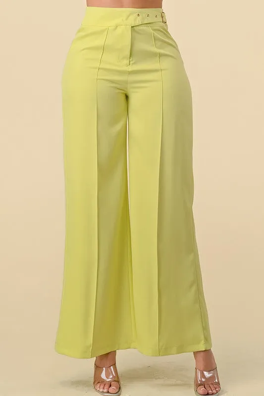 LIME WIDE LEG PANTS