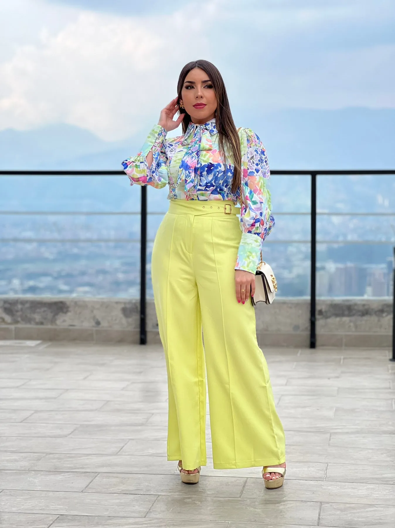 LIME WIDE LEG PANTS