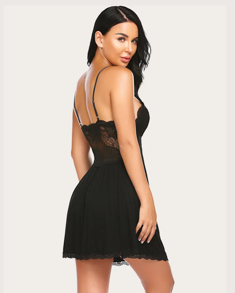 Lips Lace Full Slip Sleep Dress