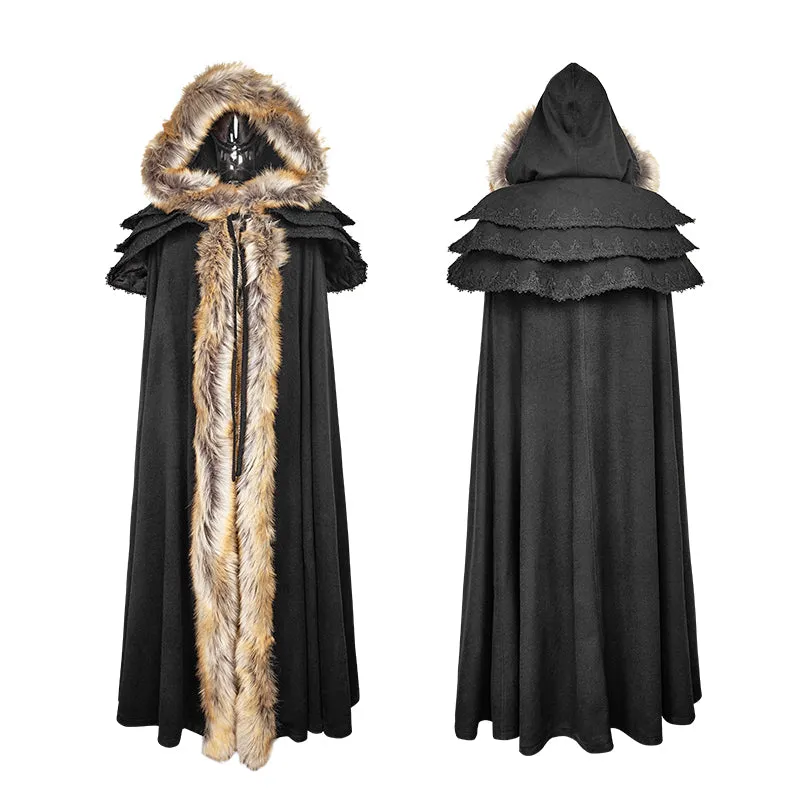 Long Cloak Gothic Trench Coats With Excellent Wool Collar