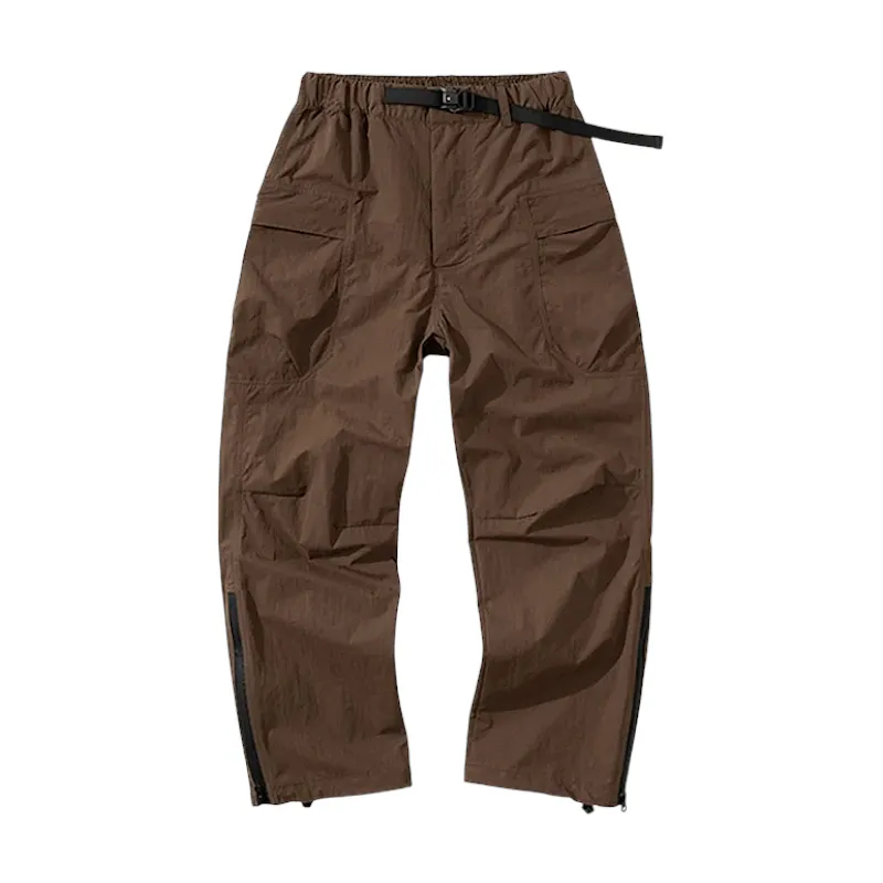 Loose fit technical cargo pant with self belt