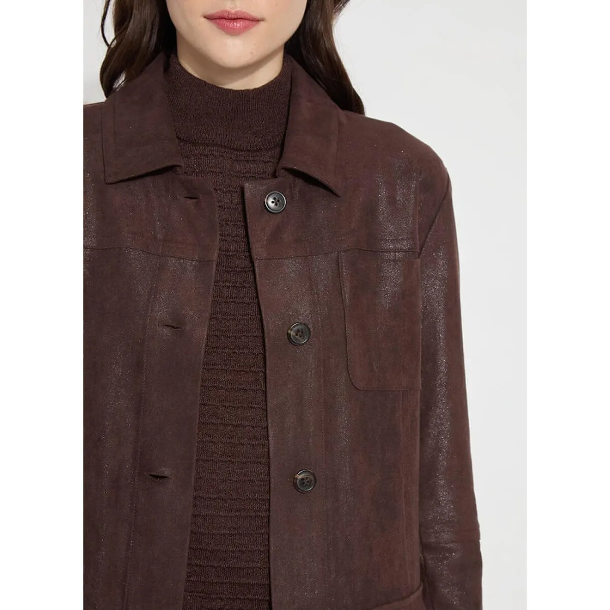 Lysse Lora Foil Faux Suede Utility Jacket