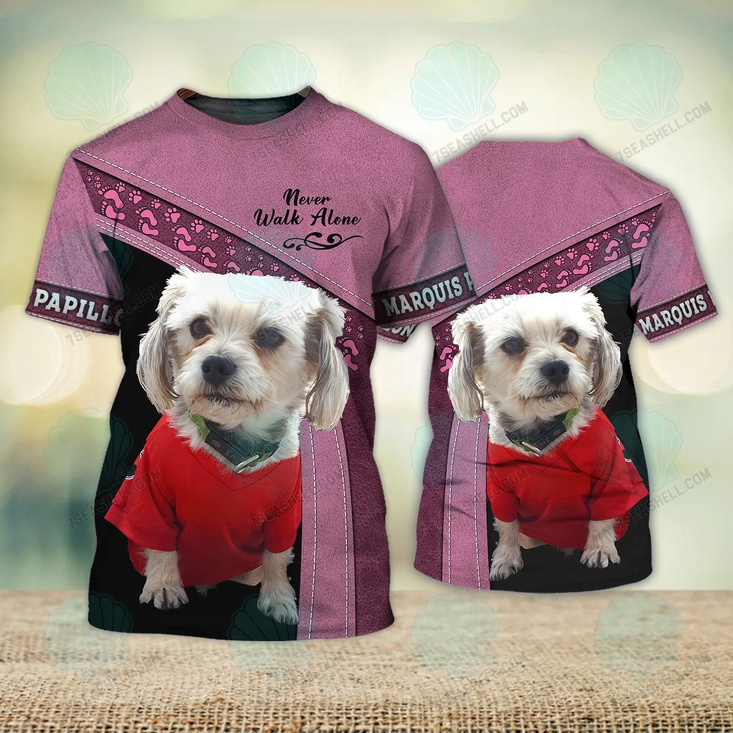 Marquis Papillon Never Walk Alone 3D Full Print Shirts, Christmas Dog Memorial Gifts for loss of Dog