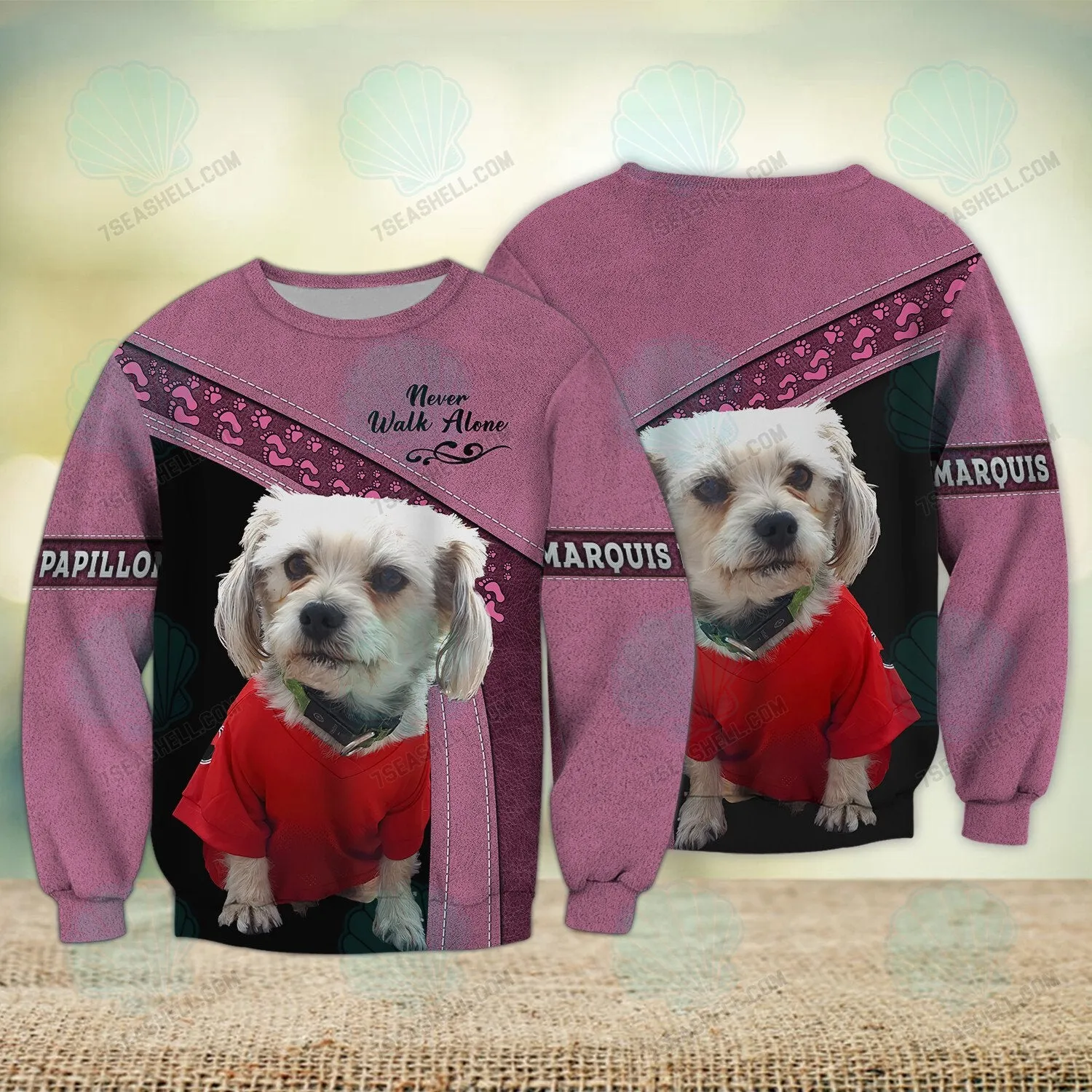 Marquis Papillon Never Walk Alone 3D Full Print Shirts, Christmas Dog Memorial Gifts for loss of Dog