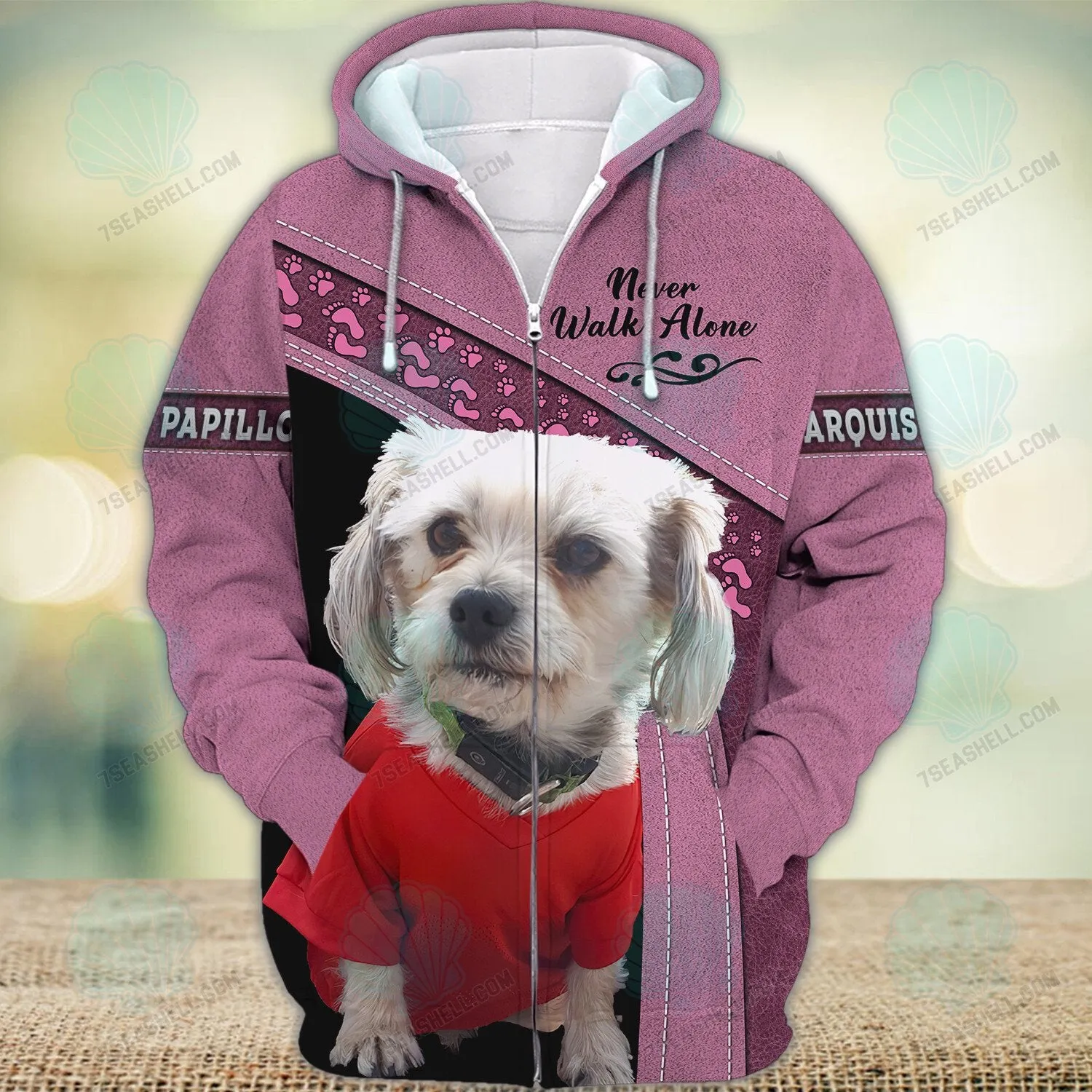 Marquis Papillon Never Walk Alone 3D Full Print Shirts, Christmas Dog Memorial Gifts for loss of Dog