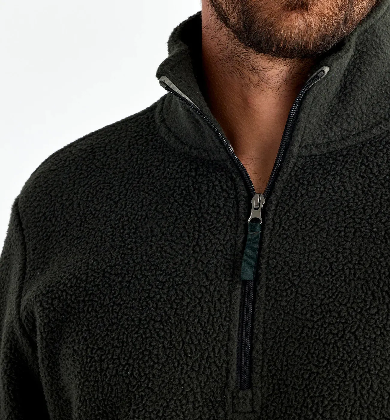 Men's Bamboo Sherpa Fleece Quarter Zip - Onyx