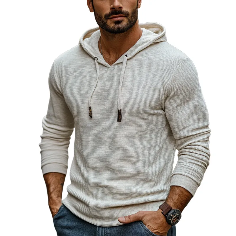 Men's Classic Casual Slim Fit V-Neck Ribbed Hoodie 89482380K