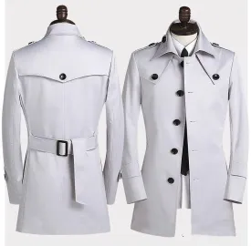 Men's Lapel Trench Coat Korean Version