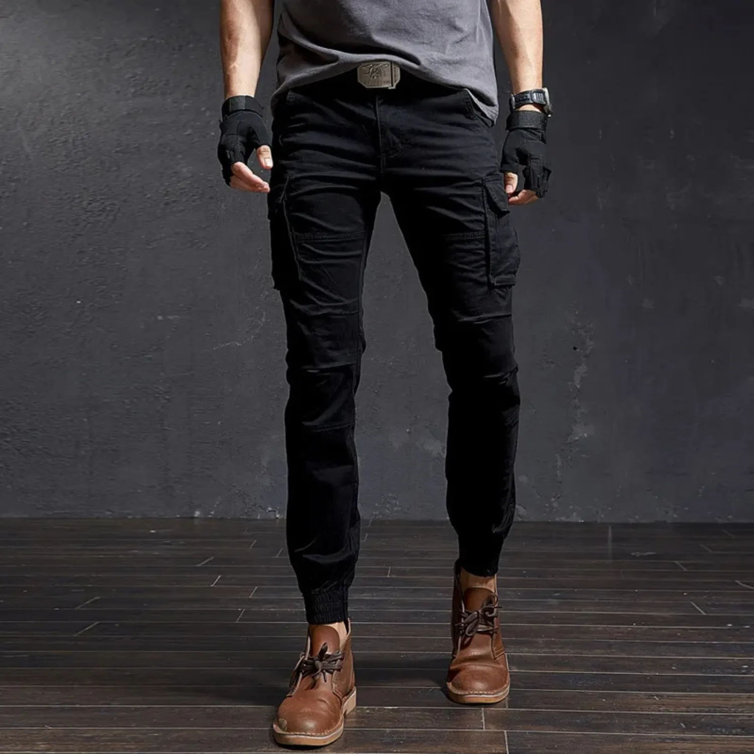 Men's Military-style Skinny Long Cargo Pants  | Perfect for All Seasons