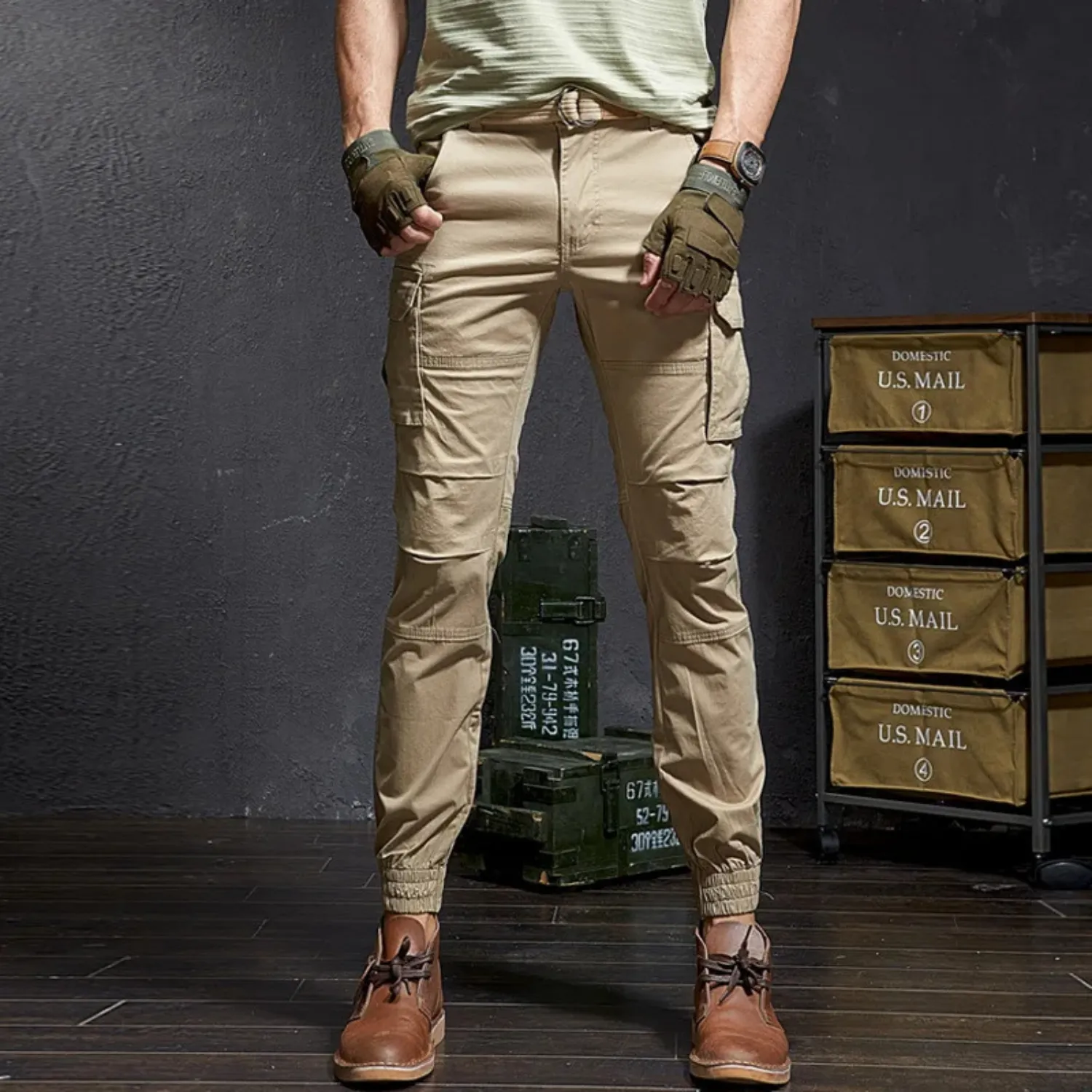 Men's Military-style Skinny Long Cargo Pants  | Perfect for All Seasons