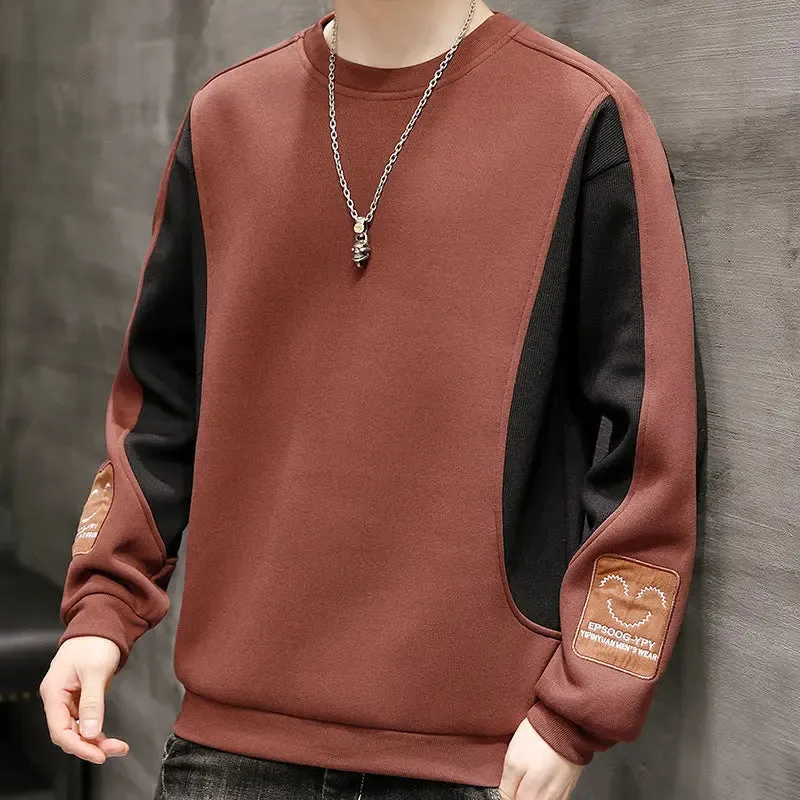 Men's Plush Sweater Casual Fashion Versatile Long Sleeve Sweatshirt